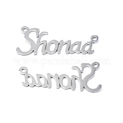 変色しない304ステンレススチールコネクタチャーム  単語shonnaa  ステンレス鋼色  15x35.5x1mm  穴：1.6mm&nbsp;STAS-N095-128