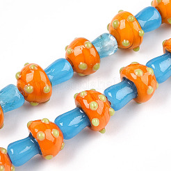 手作りランプワークビーズ連売り  キノコ  ダークオレンジ  15~16.5x11.5~13mm  穴：2mm  約20個/連  12.60~12.99インチ（32~33cm）&nbsp;X-LAMP-N024-09G