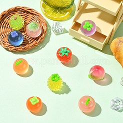 10個 10スタイル フルーツ透明樹脂カボション  電話ケース & イヤリング & キーチェーン アクセサリーの diy  混合図形  ミックスカラー  23~26x19.5~23.5x19.5~24.5mm  1個/スタイル&nbsp;RESI-CJ0004-83