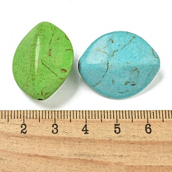 合成ターコイズビーズ連売り  染め  オーバル  ミックスカラー  27.5x22x11mm  穴：1.3mm  約187個/1000g&nbsp;G-C151-05