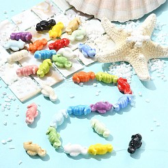 海洋生物の手作り磁器ビーズ  光沢釉の磁器  混合色  タツノオトシゴ  19.5x10.5x7.5~8mm  穴：1.8mm  32個/セット&nbsp;PORC-CJZ0001-01A