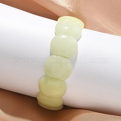 手作りランプワークビーズストレッチブレスレット、男性用、女性用  オーバル  緑黄  5/8~3/4x1/2インチ（1.7~1.75x1.35cm）  内径：1-7/8~2-1/8インチ（4.75~5.4cm）&nbsp;BJEW-G738-01A-12