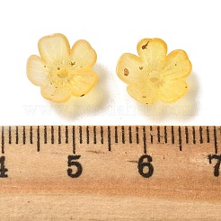 アクリルビーズキャップ  5  - 花びらの花  金箔入り  きいろ  11x11x4mm  穴：1.6mm&nbsp;OACR-Z028-03D