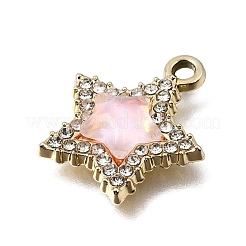 UVメッキ合金クリスタルラインストーンペンダント  ガラスと  スターのチャーム  ゴールドカラー  18.5x16x4.5mm  穴：1.9mm&nbsp;RB-CBAD37D-23G