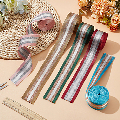 10ヤード 5色 フィリグリー ポリエステル ストライプリボン  フラット  ミックスカラー  1-1/2インチ（37~38mm）  2ヤード/カラー&nbsp;OCOR-WR0001-22