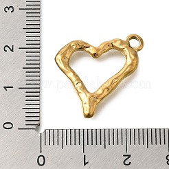 PVD真空メッキ201ステンレススチールペンダント  ハートチャーム  18KGP本金メッキ  20x21x3mm  穴：2mm&nbsp;STAS-C111-46G