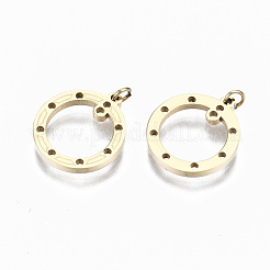 304ステンレスシャンデリア部品リンク  丸カン付き  レーザー切断  丸いリング  14KGP本金メッキ  13.5x12x1mm  丸カン：3x0.4ミリ  2.2mm内径&nbsp;STAS-S116-116A-G