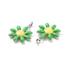 304ステンレススチールチャーム  エナメル  ミックスカラー  花  ステンレス鋼色  10x7.5x2mm  穴：1mm&nbsp;STAS-F280-01P-M