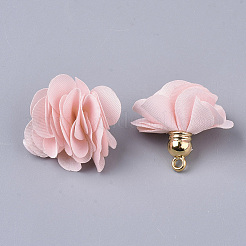 布地ペンダントパーツ  アクリルパーツ  花  ピンク  25~30x28~35mm  穴：2mm&nbsp;FIND-P026-D21-1