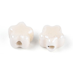 手作りの磁器ビーズ  スモモの花  光沢釉の磁器  古いレース  10.5~11x11~11.5x7.5~8mm  穴：2~2.5mm&nbsp;PORC-N011-04B-01