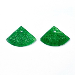 天然染めヒスイのペンダント  ファン  30.5x42.5x2.5mm  穴：1.2mm&nbsp;G-F611-02