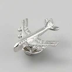 バックパックの服に使える飛行機用合金ラペルピンバック  プラチナ  25x22mm&nbsp;JEWB-WH0044-02A-P