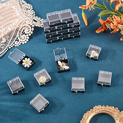 透明なプラスチック製の梱包箱  宝石用  正方形  ブラック  2.8x2.8x2cm&nbsp;AJEW-CN0007-68