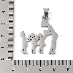 変色しない母の日 304 ステンレススチールペンダント  レーザー切断  母と子の魅力  ステンレス鋼色  32x27.5x1mm  穴：6x4mm&nbsp;STAS-U002-04P