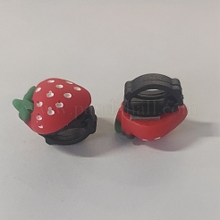 プラスチック製の靴ひもチャーム  取り外し可能なバックルクリップ  苺  レッド  21x16x18mm&nbsp;KY-WH0045-27