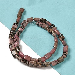 天然石ロードナイトビーズ連売り  長方形  8~9x6.5~7x4mm  穴：0.8mm  約45個/連  15.16インチ（38.5cm）&nbsp;G-G085-A16-01