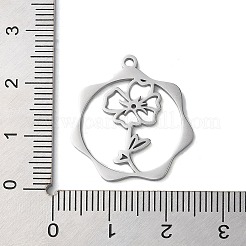 変色しない304ステンレススチールペンダント  花  ステンレス鋼色  23.5x21.5x1mm  穴：1.5mm&nbsp;STAS-P338-01G-P