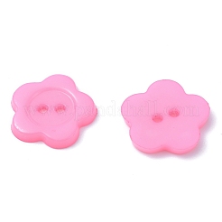 服装デザイン用アクリル縫い付け用ボタン  プラスチックボタン  2穴  染め  花ロウバイ  ピンク  16x2mm  穴：1mm&nbsp;X-BUTT-E074-B-01