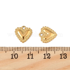 304ステンレススチールチャーム  PVD真空メッキ  ハートチャーム  18KGP本金メッキ  11x11x2mm  穴：1mm&nbsp;STAS-P396-06G