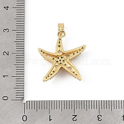 オーシャンブラス＆ラインストーンペンダント  ゴールドカラー  ヒトデのチャーム  22x19.5x4mm  穴：5x3mm&nbsp;RB-CBA4B36-04G-07