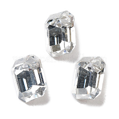 K9ガラスラインストーンカボション  尖ったバック＆バックメッキ  長方形  ミックスカラー  10x8x5.5mm&nbsp;GLAA-H034-07D
