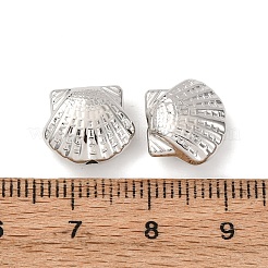 CCBプラスチックビーズ  シェル形状  プラチナ  10.5x12x5.5mm  穴：1.6mm&nbsp;CCB-I006-01P-02