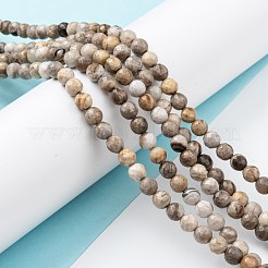 天然石シルバーリーフジャスパビーズ連売り  ラウンド  8~8.4mm  穴：1mm  約68個/連  15.94インチ（40.5cm）&nbsp;G-E444-35A-8mm