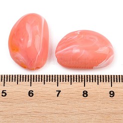 不透明アクリル天然石風ビーズ  不規則な楕円形  ツートン  ライトコーラル  22x15x10mm  穴：2mm  約240個/500g&nbsp;OACR-G064-02