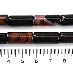 染色・加熱された天然瑪瑙ビーズ連売り  コラム  ブラック  19x8mm  穴：1mm  約20個/連  15.16''（38.5センチメートル）&nbsp;G-G177-H01-01B