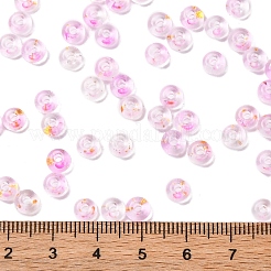 ベーキングペイント透明色ガラス丸ビーズ3/0個  グレードA  丸い穴  パールピンク  5.5x3mm  穴：1.8mm  約2500個/ポンド&nbsp;SEED-L011-13A-05