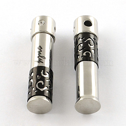 滑らかな表面201ステンレススチールペンダント  言葉だけの愛で  ブラック  28x7mm  穴：3mm&nbsp;STAS-R076-B03