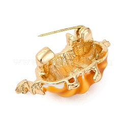 ラインストーン合金ブローチ  クリスマスエナメルピン  カボチャ  25x30mm&nbsp;JEWB-M047-02G-04