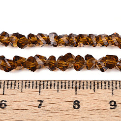 透明ガラスビーズ連売り  三角形  多面カット  ペルー  3~3.5x4~4.5x4~4.5mm  穴：0.8mm  約121~131個/連  14.37~15.35インチ（36.5~39cm）&nbsp;X-GLAA-N018-4mm-01