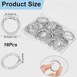 亜鉛合金スプリングゲートリング16個  ツイストリング  プラチナ  35.5x5mm  内径：25.5mm&nbsp;FIND-SP0001-09