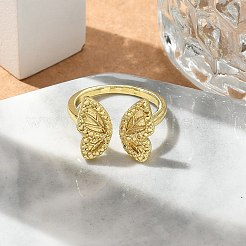 蝶のカフスリング  女性のための真鍮のアクセサリー  長持ちメッキ  ラックめっき  18KGP本金メッキ  内径：16mm&nbsp;RJEW-G337-12G