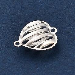 スターリングシルバー 925D 中空コネクタチャーム 3 個  銀色のメッキ  ハート  8.5x7x2.5mm  穴：0.7mm&nbsp;STER-F058-02S-01
