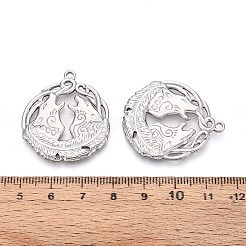 304ステンレススチール製の遠吠えする狼のペンダント  変色しない  ステンレス鋼色  34x29x2mm  穴：2mm&nbsp;STAS-T067-36P