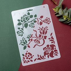 プラスチック再利用可能な描画絵画ステンシル テンプレート  DIY スクラップブック 壁 布 床 家具用  長方形  ホワイト  262x174x0.4mm&nbsp;DIY-F018-B04