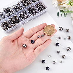 環境に優しい染めガラスパールラウンドパールビーズ  グレー  4~10mm  穴：1.2~1.5mm  約490個/箱&nbsp;HY-PH0009-RB053