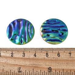 テクスチャー真鍮ペンダント  カドミウムフリー＆ニッケルフリー＆鉛フリー  フラットラウンドのチャーム  虹色  25x2mm  穴：1.2mm&nbsp;KK-D355-08RC