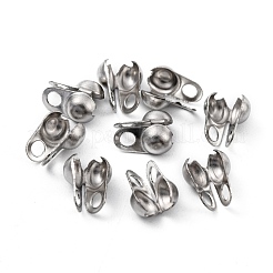 変色しにくい304ステンレススチールボールチープ  カロット終了  クラムシェルノットカバー  ステンレス鋼色  8x4mm  穴：2mm&nbsp;STAS-R063-22