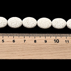 染色された天然溶岩石ビーズ連売り  オーバル  フローラルホワイト  14x10x6mm  穴：1.2mm  約29個/連  15.87''（40.3センチメートル）&nbsp;G-A264-A02-01C