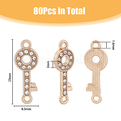 合金クリスタルラインストーンコネクタチャーム80個。  主要なリンク  ライトゴールド  23x8.5x2mm  穴：1.6mm&nbsp;ALRI-DC0001-04