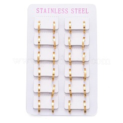 304ステンレススチール製ハギーフープピアス  リング  ゴールドカラー  12.5x13.5x2mm  ピン：1mm&nbsp;EJEW-L252-034B-G