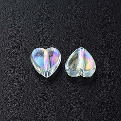 透明なアクリルビーズ  ABカラーメッキ  ハート  アクアマリン  7.5x8x3mm  穴：1.8mm  約3620個/500g&nbsp;MACR-S373-114-C04