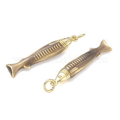 ラックメッキ真鍮チャーム  魚のチャーム  エナメル  カドミウムフリー＆鉛フリー  長持ちメッキ  18KGP本金メッキ  ブラウン  32x5x4mm  穴：3.5mm&nbsp;KK-CBAB1AF-16B-G