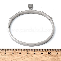 304ステンレススチールチャームバングル  女性用スパイク付きヒンジバングル  ロック  ステンレス鋼色  内径：2.36x1.99インチ（6x5.05cm）&nbsp;BJEW-H644-12P