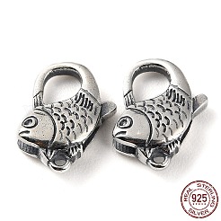 タイスターリングシルバーカニカン925個  魚  スタンプ925個付き  アンティークシルバー  16x12x4.5mm  穴：1.2mm&nbsp;STER-D003-28AS