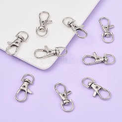 キーリング用プラチナメッキ合金ロブスタースイベルクラスプ  プラチナ  37x15.5x5mm  穴：7x8mm&nbsp;LS-PALLOY-E385-15P