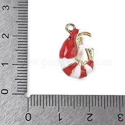 合金エナメルチャーム  ゴールドカラー  ザリガニの魅力  レッド  19x12x5.5mm  穴：1.4mm&nbsp;ENAM-B027-01G-01